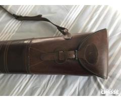 FOURREAU DOUBLE FUSILS EN CUIR HAVANE HAUT DE GAME